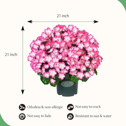 Vibrant 20 Potted Fake Geraniums Outdoor Topiary - No Assembly Required