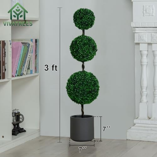 VIVATREES 3FT Triple Ball Topiaries