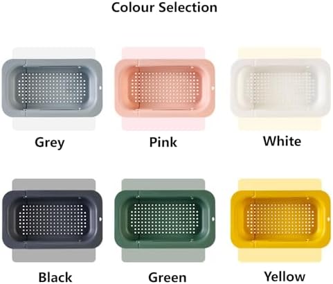 Extendable Sink Colander for Vegetables Pasta Collapsible Strainer BasketBlackDouble sink