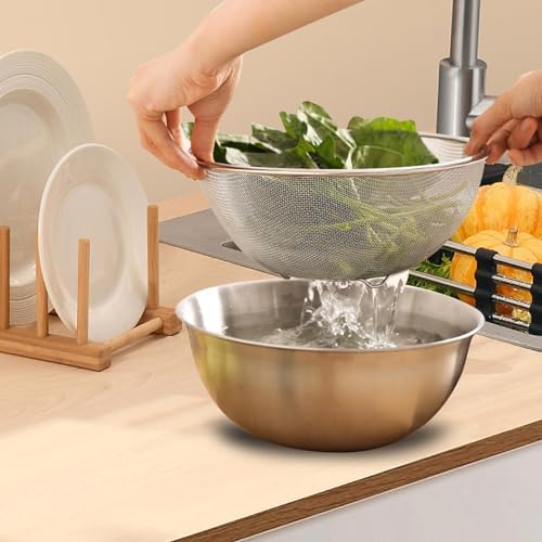 Efficient Colander Mixing Bowl Set for Quick Drainage and Versatile Use