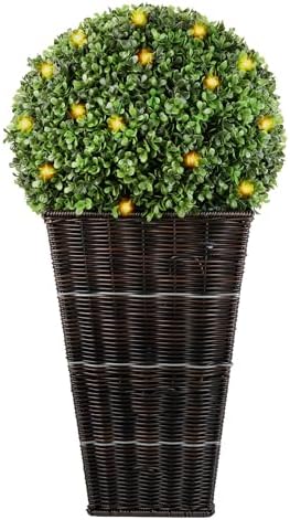 SEVENLOVE Artificial Boxwood Topiary Ball with Lights