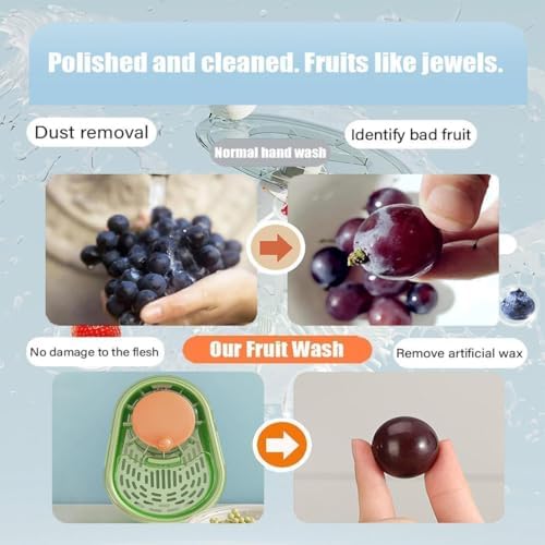 ACMEDICA Fruit Cleaner Spinner with Brush Blue