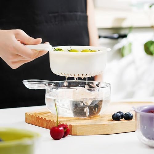Fruit Strainer Dual-Layer Colander with Handle Kitchen Gadget for