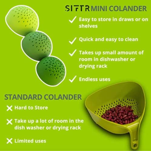 SIFTR Mini Colander Set - Flexible Silicone Can Strainer for Kitchen Gadget