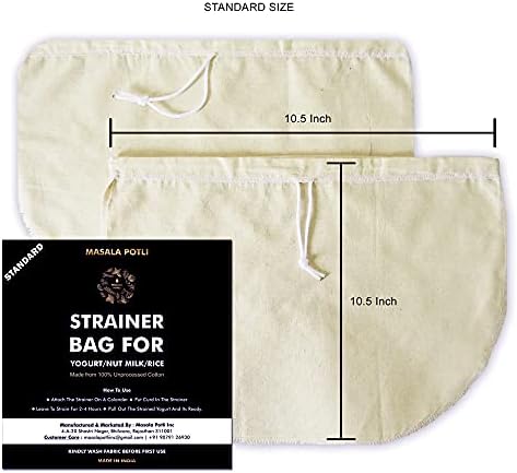 Multipurpose Reusable Cotton Strainer Bag for Curds Yogurt Beverages