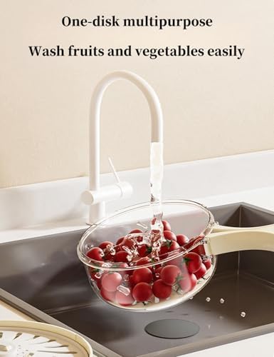 HJRYJSMultifunctional Fruit Washing Bowl with Handle and Lid White