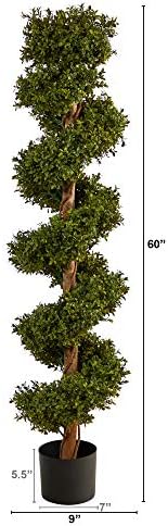 5ft Boxwood Spiral Topiary Nearly Natural