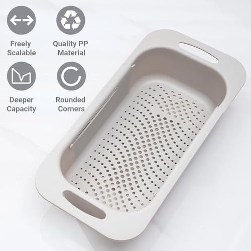 Beruyu Extendable Colander Collapsible Sink Strainer Basket Gray