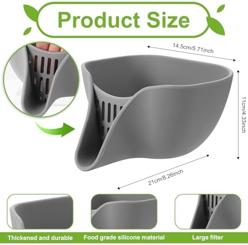 Thickened Silicone Drainer Basket 8x5x6inch with Spout for Kitchen Use