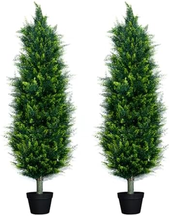 UNADRA Artificial Cedar Topiary 4FT Set of 2