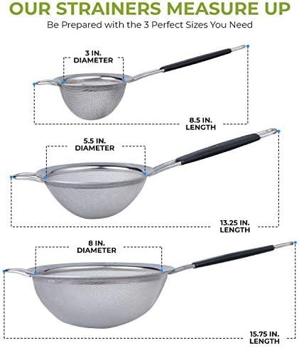 Stainless Steel Strainer Set Rust-Resistant with Non-Slip Handles