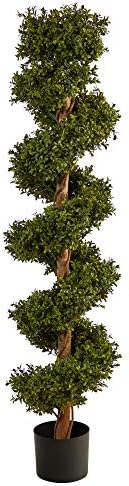 5ft Boxwood Spiral Topiary Nearly Natural