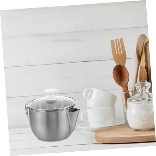 Stainless Steel Oil Strainer Pot with Glass Lid for Grease Removal