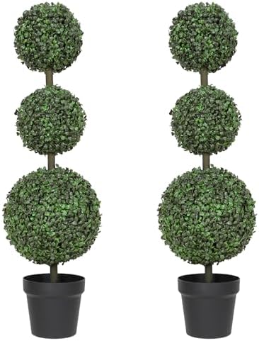 2-Piece 3FT Boxwood Topiary Set for Front Porch Art