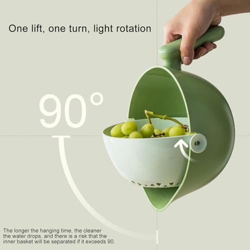 GOLOVENLD Kitchen Strainer with Handle and Double Layer Design
