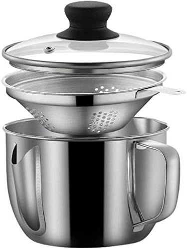Premium Stainless Steel Oil Strainer with Colander Glass Top 1000ML