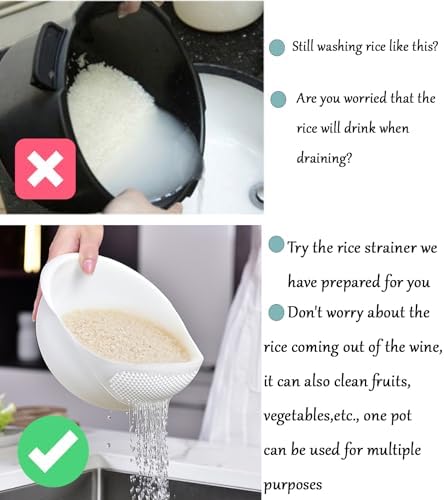 2-in-1 Rice Colander VegetableFruit Cleaning Basket Sturdy Kitchen Tool