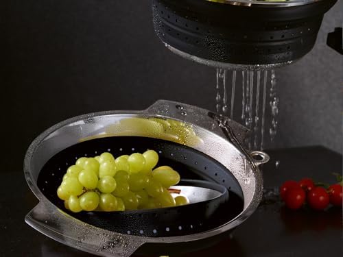 Rsle stainless steel collapsible colander 10-inch black