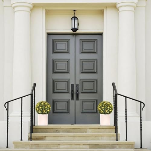 Arti-Bloom Artificial Topiary with Pot Lights Front Porch Outdoor Plant