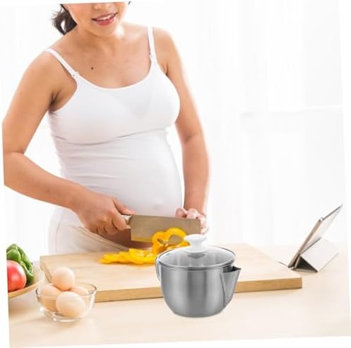 BEBEMOKO 304 Stainless Steel Grease Separator with Glass Lid