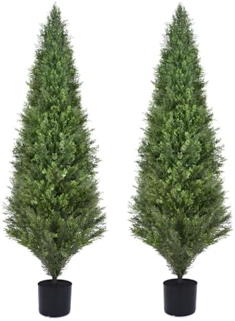 Decwin 2 Packs 5ft Artificial Cedar Topiary Trees 1