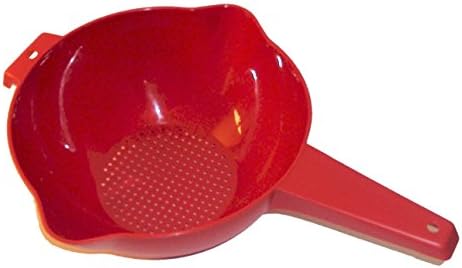 Tupperware 2 Qt Red Colander Strainer with Handle Spouts