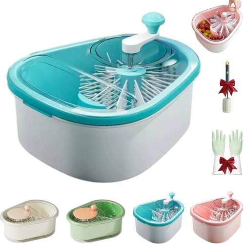 ACMEDICA Fruit Cleaner Spinner with Brush Blue