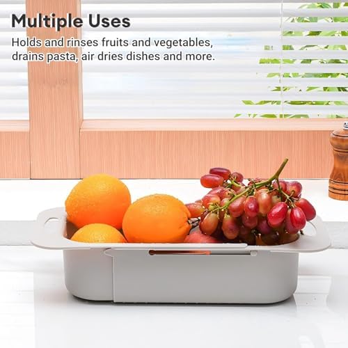 Beruyu Extendable Colander Collapsible Sink Strainer Basket Gray