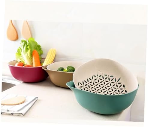 CIYODO Red Kitchen Colander with Washing Bowl
