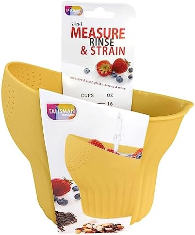 Talisman Designs 2-in-1 Measure Rinse Strain Yellow