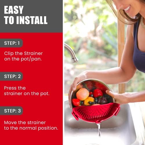 Salbree Clip On Food Strainer Set DK Red