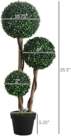3-Ball Realistic Boxwood Topiary for Home Outdoor Use