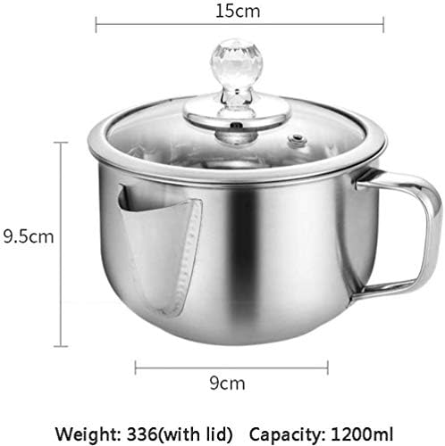 1200ml Stainless Steel Oil Fat Separator with Glass Cover Soup Grease Strainer
