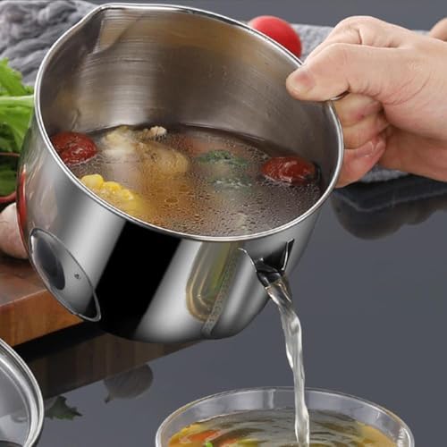 Stainless Steel 1L Fat Separator with Handle and Glass Lid