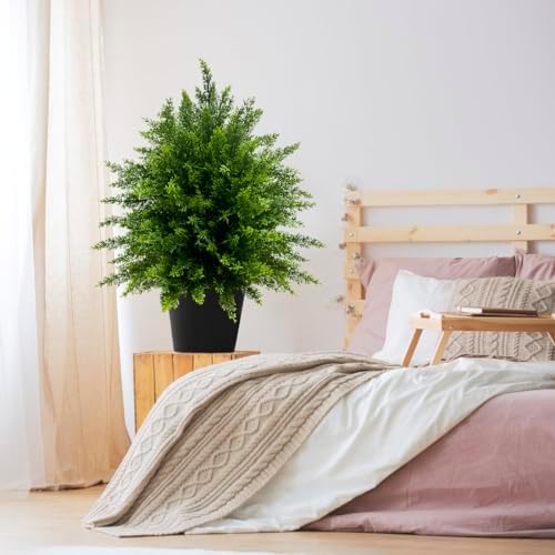 2-Pack Artificial Cedar Topiary Balls for Indoors and Outdoors