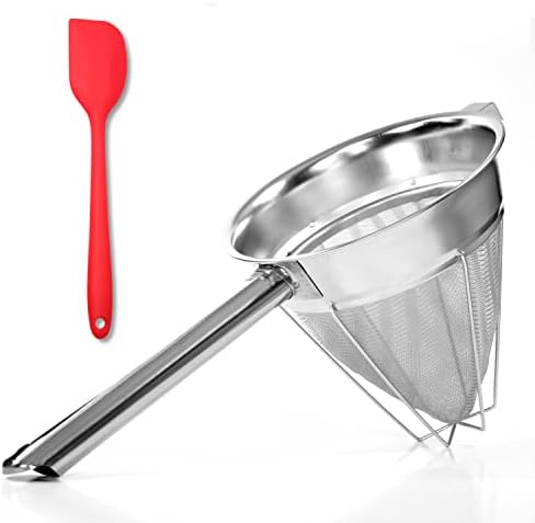 ZYLCO Professional Stainless Steel Bouillon Strainer with Silicone spatula