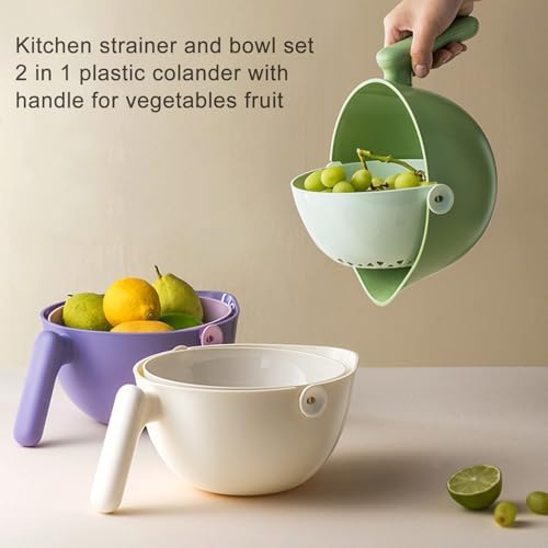 GOLOVENLD Kitchen Strainer with Handle and Double Layer Design