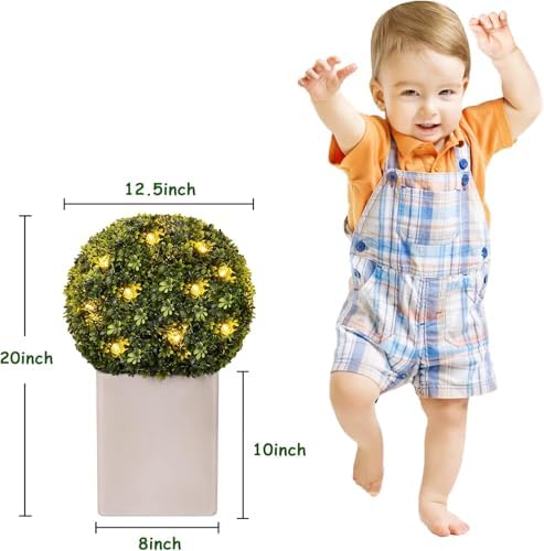 Arti-Bloom Artificial Topiary with Pot Lights Front Porch Outdoor Plant