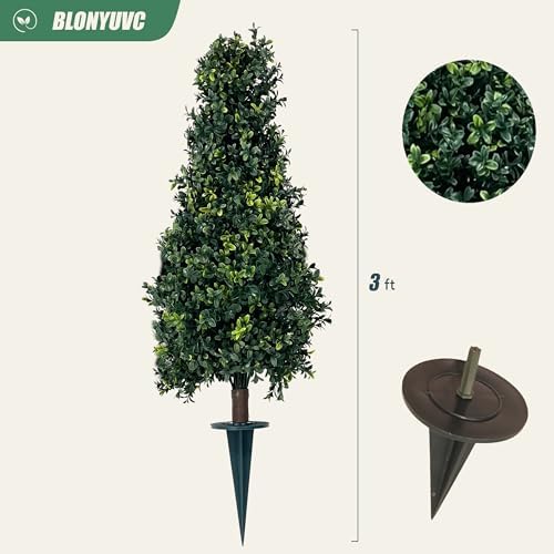 Artificial Boxwood Bush Cone 35 Tree with Spike
