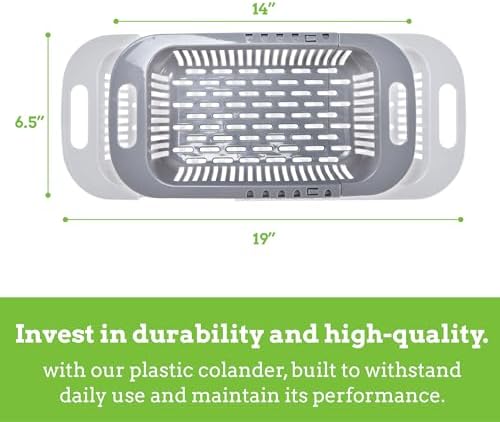 Nourished Essentials 19 Inch Over The Sink Colander - Grey