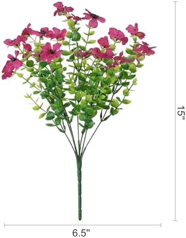 SOMYTING Artificial Azalea Flowers 8 Bundle Set Magenta