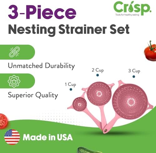 Perfect for Pasta Veggies Fruits - Compact 3-Piece Strainer Set