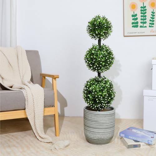 Elevate your outdoor space with Hobyhoons stylish artificial boxwood topiaries