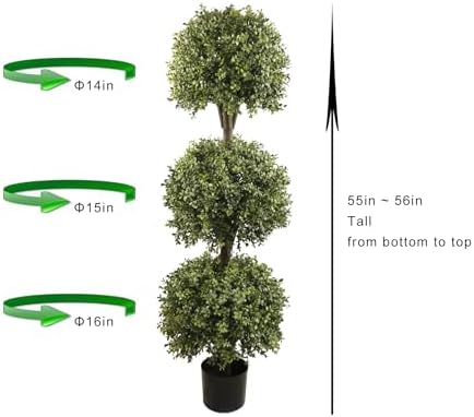 56 Triple Ball Artificial Topiaries 2 Pack UV-Protected Outdoor Plants