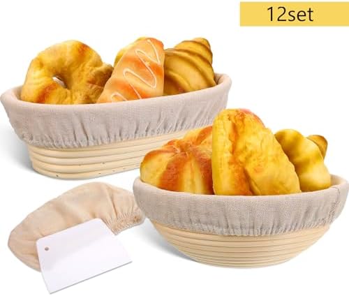 12-Piece Proofing Basket Set for Sourdough Bread Baking Supplies