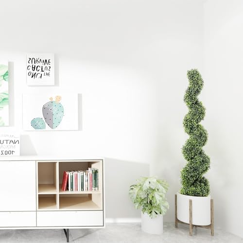 4FT Artificial Boxwood Spiral Topiary Trees Set of 2
