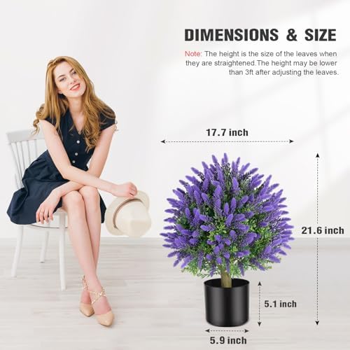 Artificial Topiaries Lavender Ball Trees 2-Pack - 216 Inch Tall