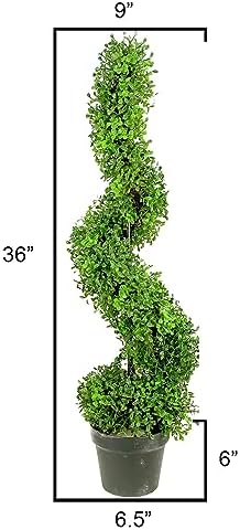 36 Boxwood Artificial Topiary Spiral Two-Tone C Gtr4633-natural