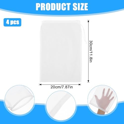 4-Piece Nut Milk Strainer Durable Nylon Mesh Bag