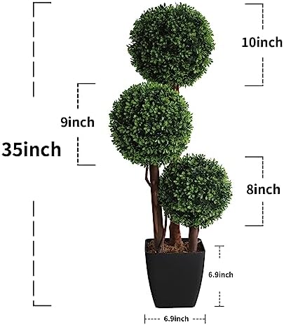 Realistic 3-Foot Boxwood Topiaries Outdoor Decor